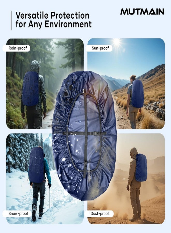 MUTMAIN Waterproof 80L to 100L Rain Cover for Rucksack Backpack Bag, Suitable Bags Cover for Hiking, Camping & Trekking XXL Bag, Two Side Adjustable Buckle and Elastic Protect from Rain (Navy Blue) - Image 3