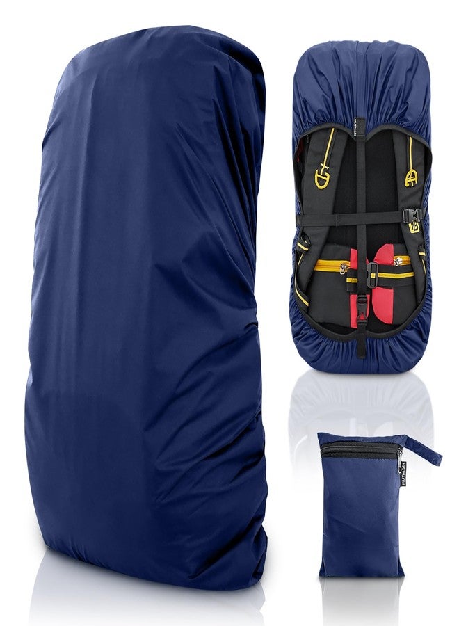 MUTMAIN Waterproof 80L to 100L Rain Cover for Rucksack Backpack Bag, Suitable Bags Cover for Hiking, Camping & Trekking XXL Bag, Two Side Adjustable Buckle and Elastic Protect from Rain (Navy Blue) - Image 1