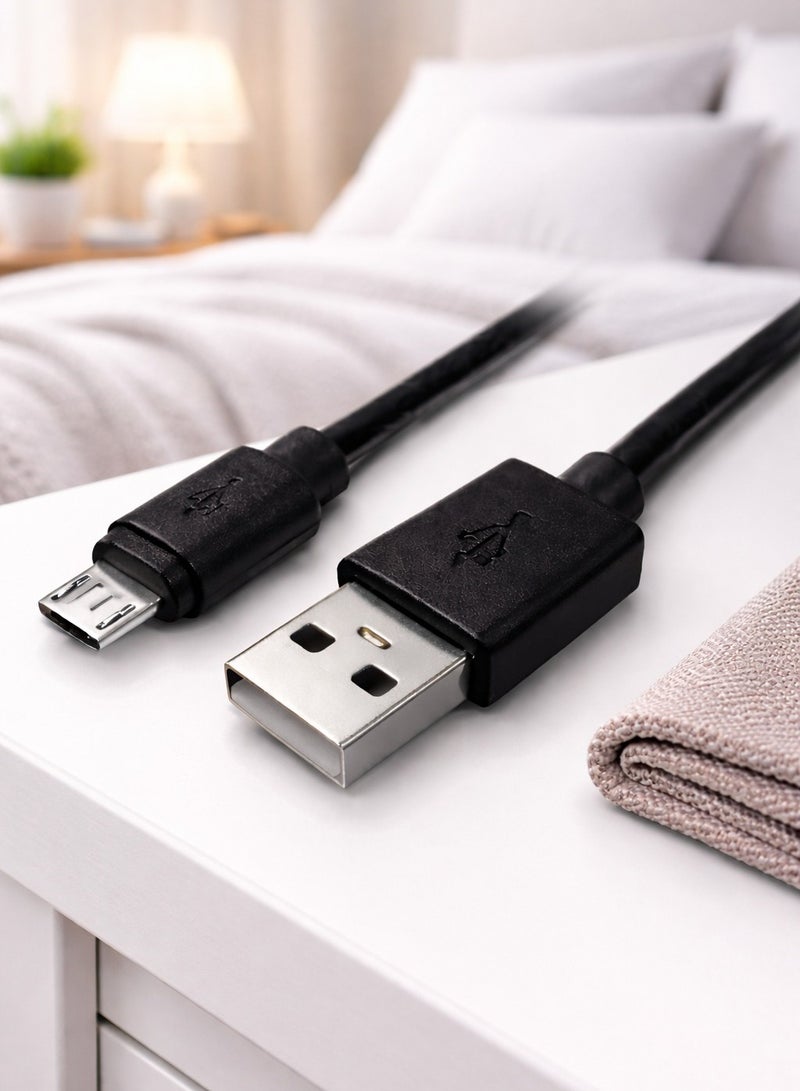 كابل بيانات وشحن عام من USB-A إلى Micro USB (USB 2.0) - شحن سريع - طول 1.5 متر - متوافق عالميًا، أسود - Image 1
