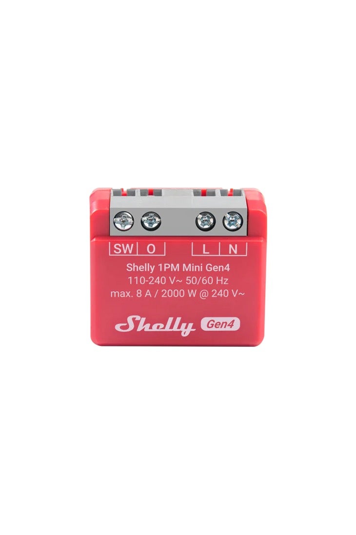 شيلي Shelly 1PM Mini Gen4 WiFi Smart Relay Switch, 1 Channel 8A with Power Monitoring, Ultra-Compact Design, Supports Alexa and Google Home, App Control, No Hub Required