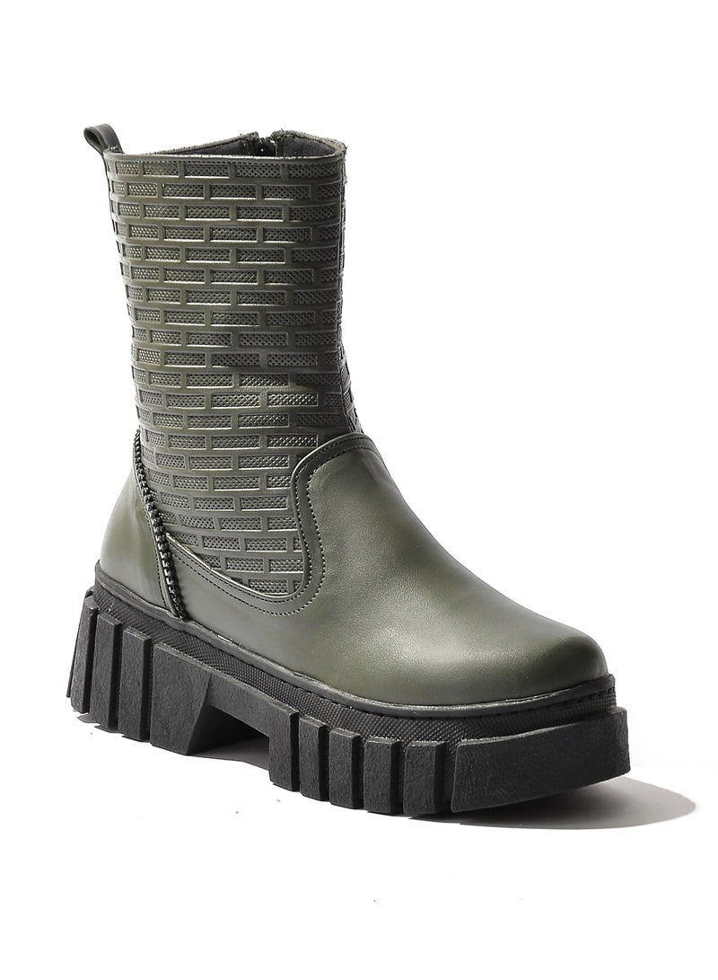 Run  Half Boot Leather Capotine -Green - Image 3