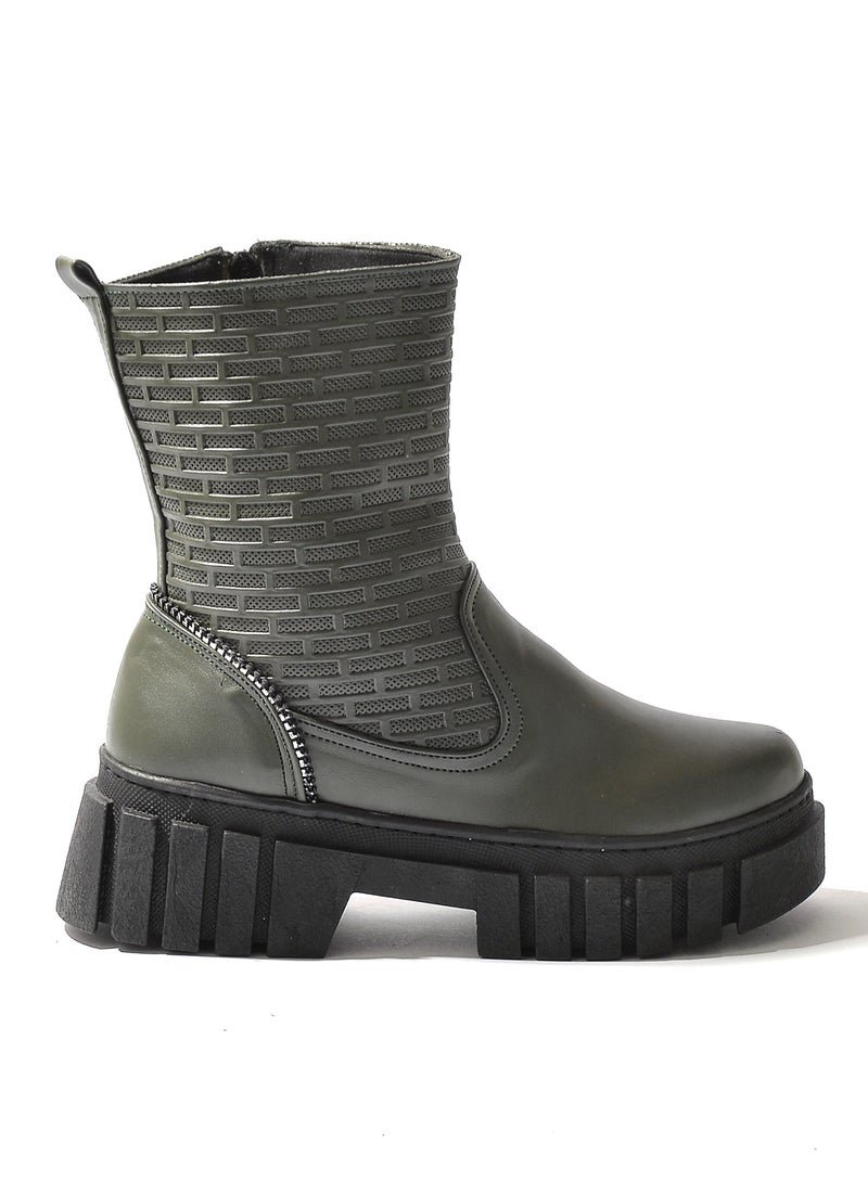 Run  Half Boot Leather Capotine -Green - Image 4