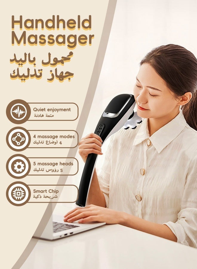 نفس جهاز تدليك الجسم والظهر اللاسلكي من نافاس، مزود بـ 5 رؤوس تدليك للأنسجة العميقة قابلة للتبديل، قابل لإعادة الشحن عبر منفذ USB بسعة 1800 مللي أمبير، مع 12 وضعًا و10 مستويات شدة للكتف والرقبة والساق. - Image 2
