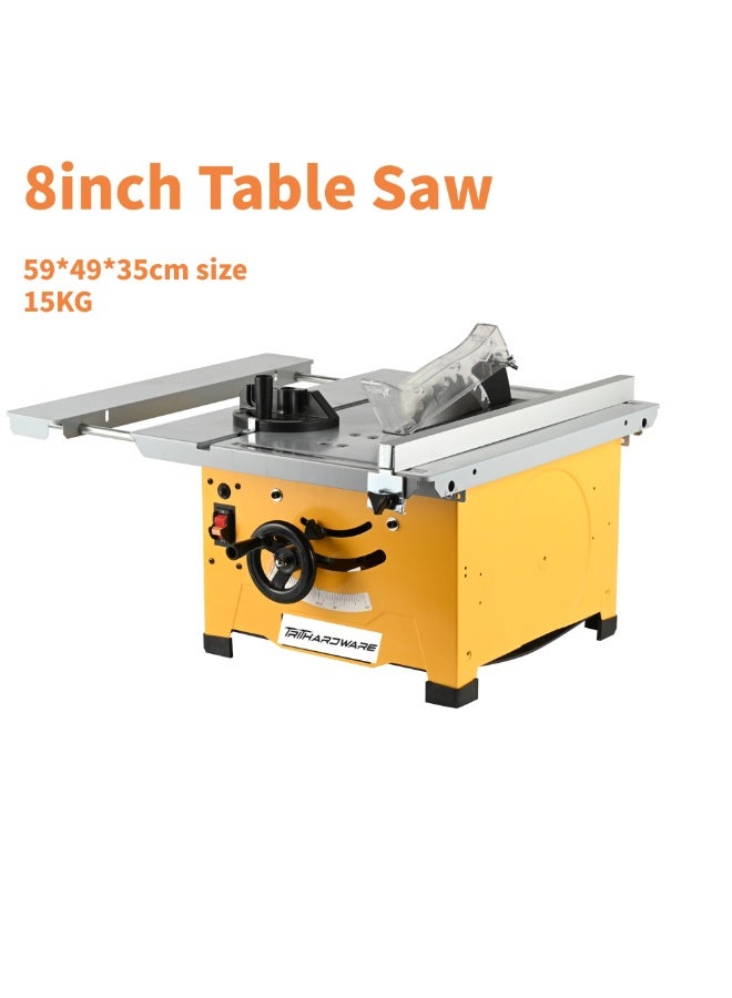TriThardware Table Saw for Jobsite 8-inch, High Power Copper Motor, Cutting Speed up to 5000 RPM, 24T Blade, Compact Portable Table Saw Kit, with Sliding Miter Gauge DIY Woodworking and Furniture Making-Yellow  - Image 1