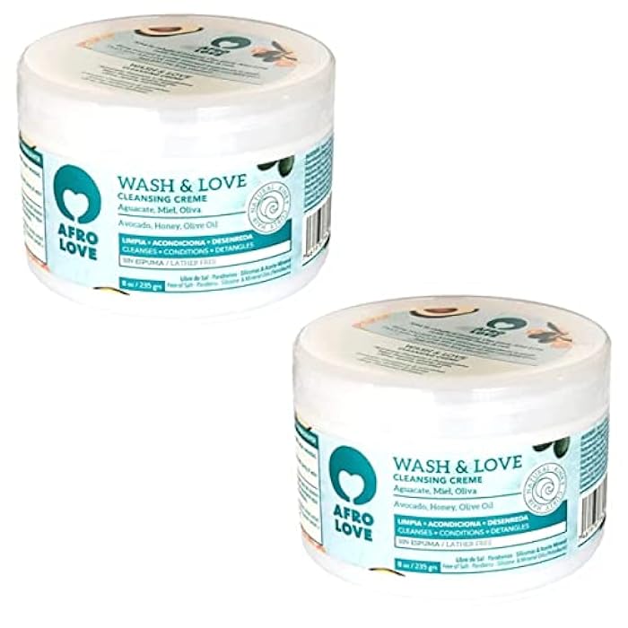 Afro Love Wash & Love Cleansing Creme Co-Wash 8oz (Pack of 2), Lather-Free Conditioner for Curly, Coily & Wavy Hair, Hydrating & Nourishing with Avocado, Honey & Olive Oil, Sulfate Free, Paraben Free - Image 1