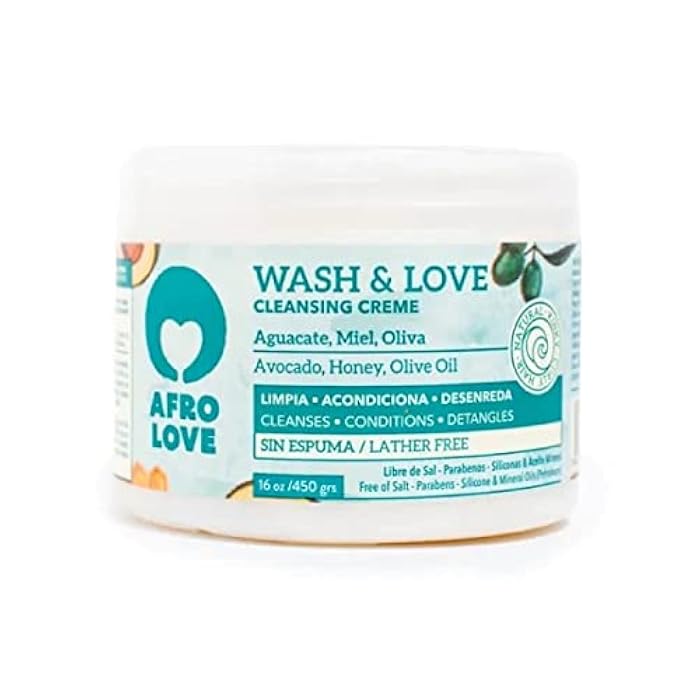 Afro Love Wash & Love Cleansing Creme Co-Wash 8oz (Pack of 2), Lather-Free Conditioner for Curly, Coily & Wavy Hair, Hydrating & Nourishing with Avocado, Honey & Olive Oil, Sulfate Free, Paraben Free - Image 2