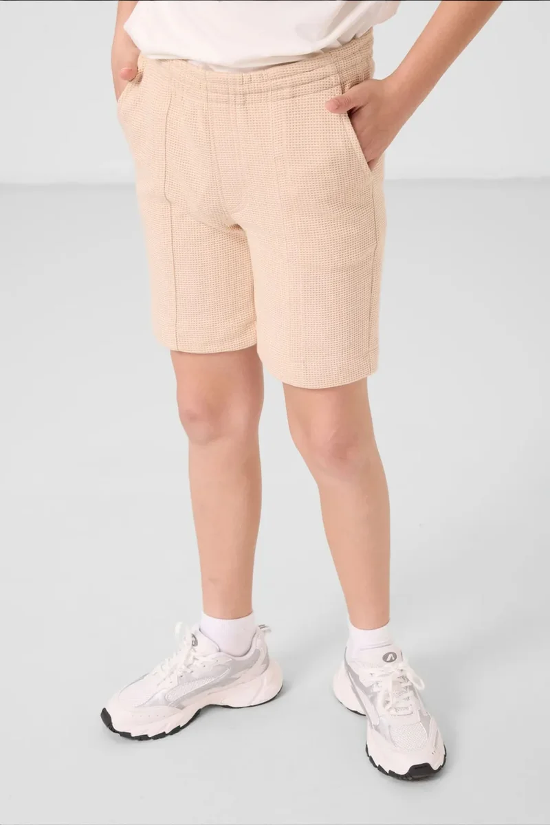 Tommylife Beige Natural TOMMY Youth Cotton-Blend Shorts for Men | Best Price UAE