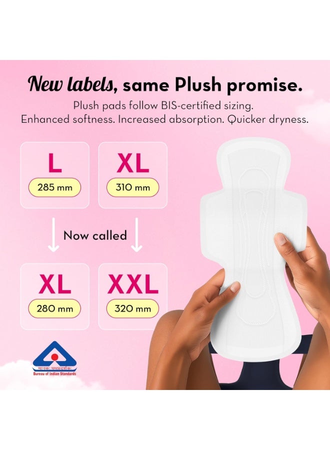 Plush Ultra Thin Sanitary Napkins for Women 30 Pcs  16 XL Pads Light Medium Flow 14 XXL Pads Heavy Flow 4Panty Liners  100% Rash Free Pure U.S. Cotton XXL Sanitary Pads - Image 4