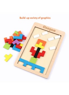 Coogam Coogam Wooden Blocks Puzzle Brain Teasers Toy Tangram Jigsaw Intelligence Colorful 3D Russian Blocks Game STEM Montessori Educational Gift for Kids (40 Pcs)  - Image 5