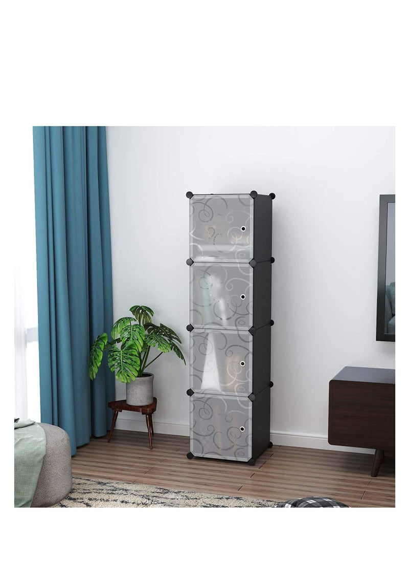 Cube Storage with Doors, 4-Cube Storage Organizer, Plastic Closet Cabinet, Modular Book Shelving Units, Storage Shelves, Ideal for Living Room, Home, Office, 24.8" L x 12.4" W x 24.8" H Black - pzsku/Z17AFC2CE20AFA21F1E74Z/45/_/1656580249/defc6420-cb5c-42bc-9ef9-e7c57fd6a3f9