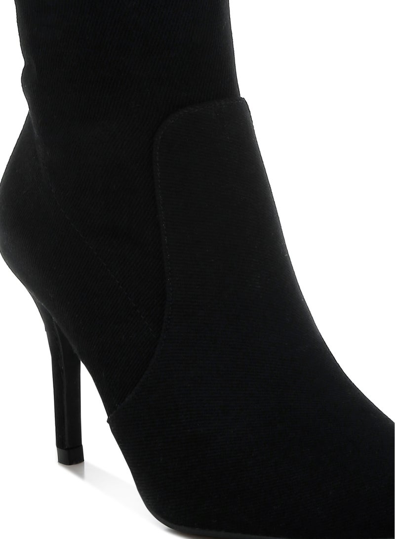 لندن راج أحذية نسائية من لندن راغ، مصنوعة من قماش الدنيم الأسود الممزق، تصل إلى منتصف الساق - Image 5