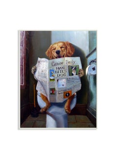 Stupell Industries Stupell Industries Dog Reading the Newspaper On Toilet Funny Painting Wall Plaque Art Design By Artist Lucia Heffernan, 10 x 15  - Image 1