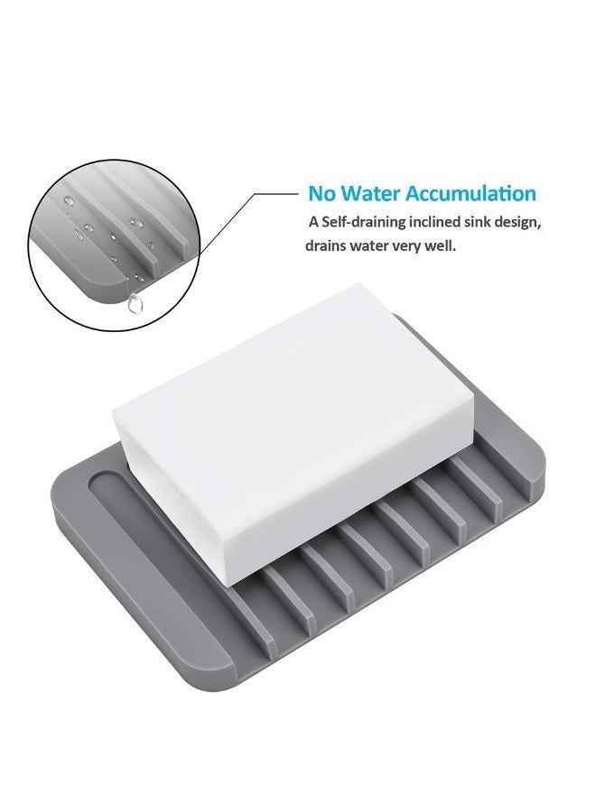 2 Pack Self Draining Silicone Soap Dish, Waterfall Drain Soap Holder, Keep Soap Dry Extend Life Easy Clean for Bathroom Shower Kitchen Bathtub - Image 3