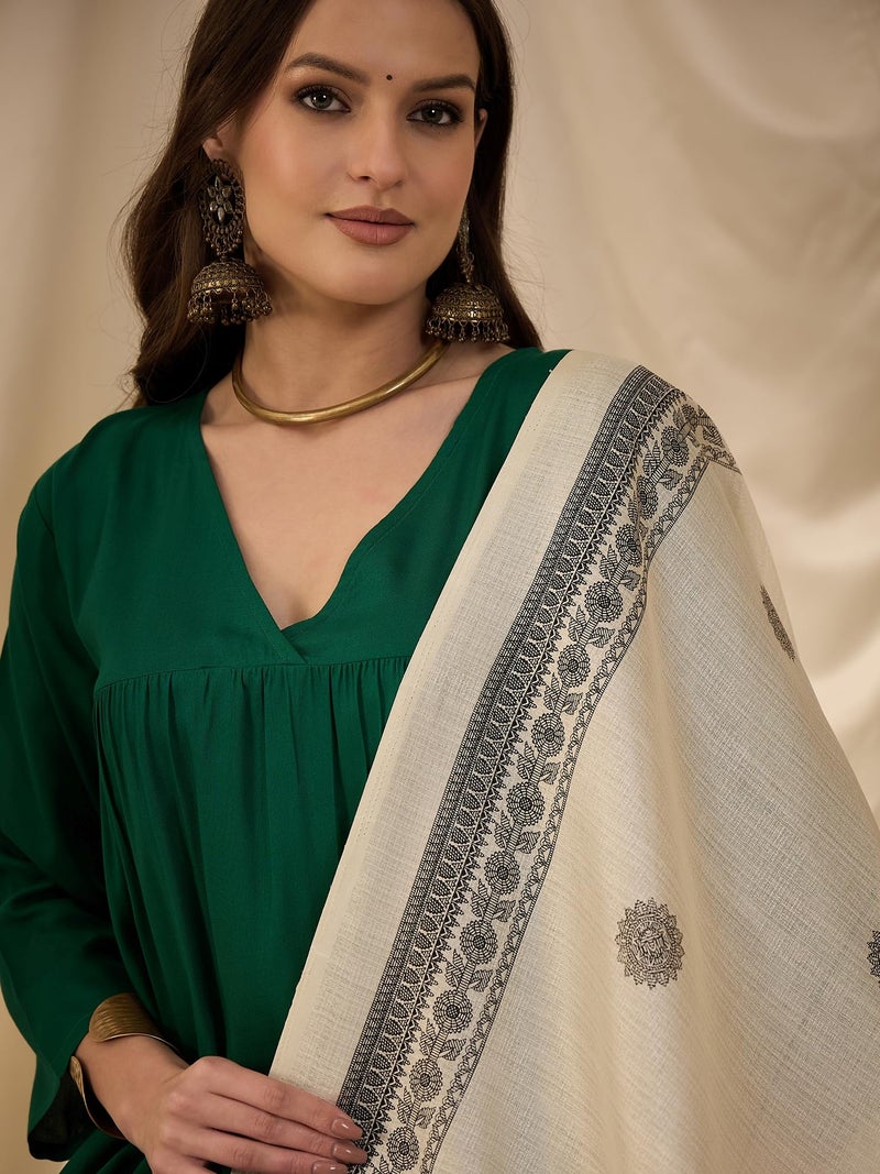 InWeave VNECK FLARED KURTA D2 SET - Image 2