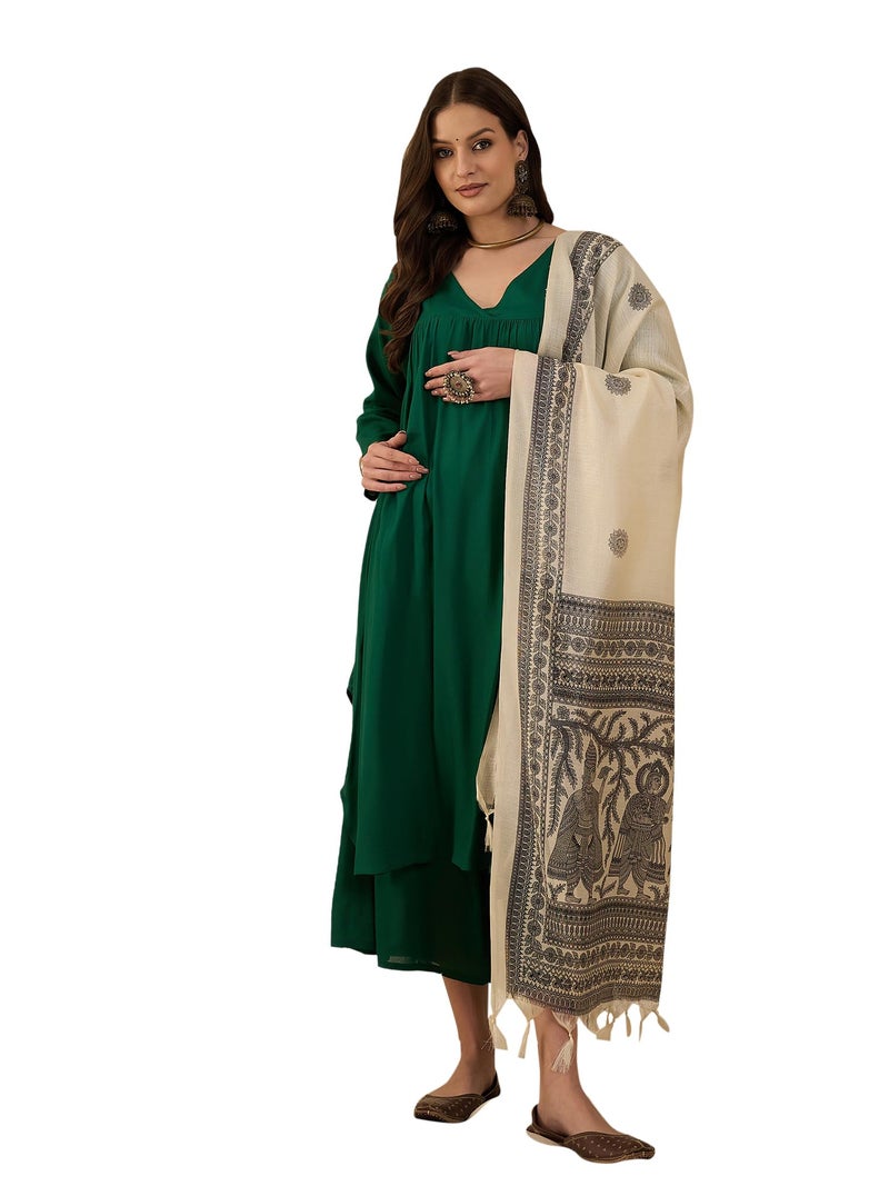 InWeave VNECK FLARED KURTA D2 SET - Image 1