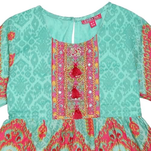 Biba Girl's Turquoise Cotton Peplum Suit Set - Image 2