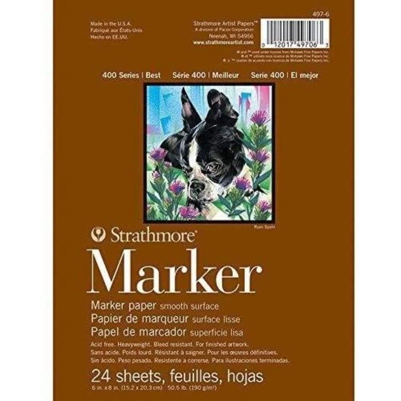 Strathmore Marker Paper Pad 6"X8"-50lb Smooth 24 Sheets -62497600 - Image 1