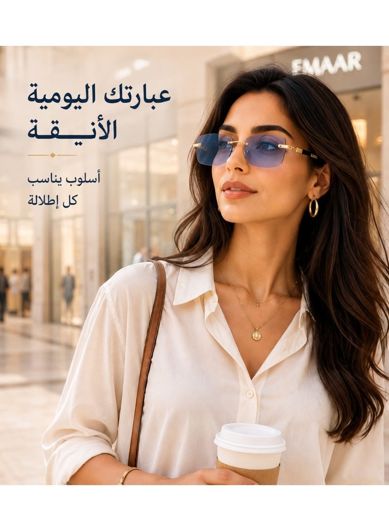 Hirospace Luxury Rimless Ice Blue Sunglasses UV400 for Men & Women, Stylish Fashion Eyewear for Everyday Wear - Image 4