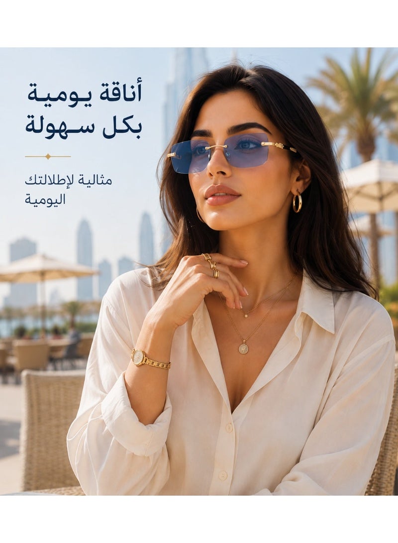 Hirospace Luxury Rimless Ice Blue Sunglasses UV400 for Men & Women, Stylish Fashion Eyewear for Everyday Wear - Image 3