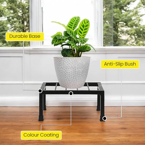 WonderStand Magnus Thick Metal Plant Stand for Balcony (Square) | Pots Planter Stand for Indoor & Outdoor Garden (Set of 1, Black) - Image 5
