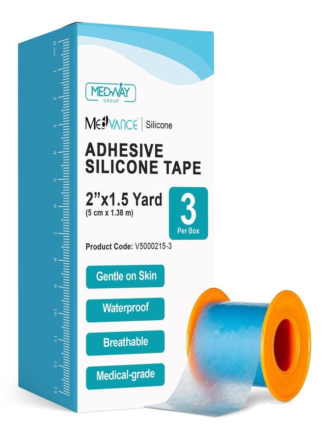 MedVance Silicone Tape Medical, Perforated Surgical Tape Sensitive Skin, Waterproof Tape for Skin, Medical Tape for Wound Care, Eyelash Tape, Gentle Skin Tape, 2" Width (3 Pack, 54 Inches) - Image 1