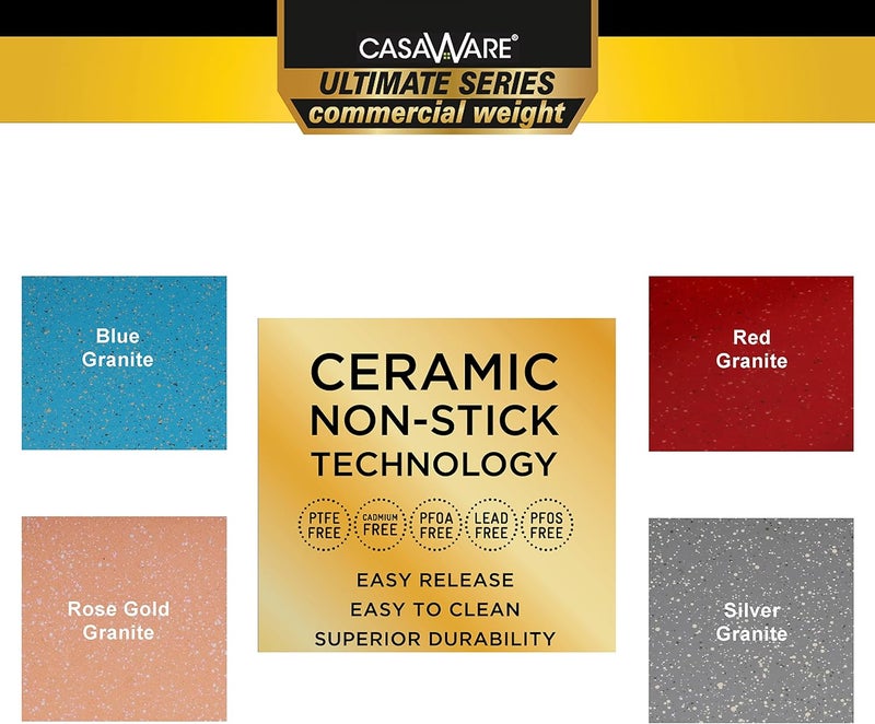 casaWare casaWare 8 x 6 x 175Inch Toaster Oven Ultimate Series Commercial Weight Ceramic NonStick Coating Pan Red Granite  - Image 3