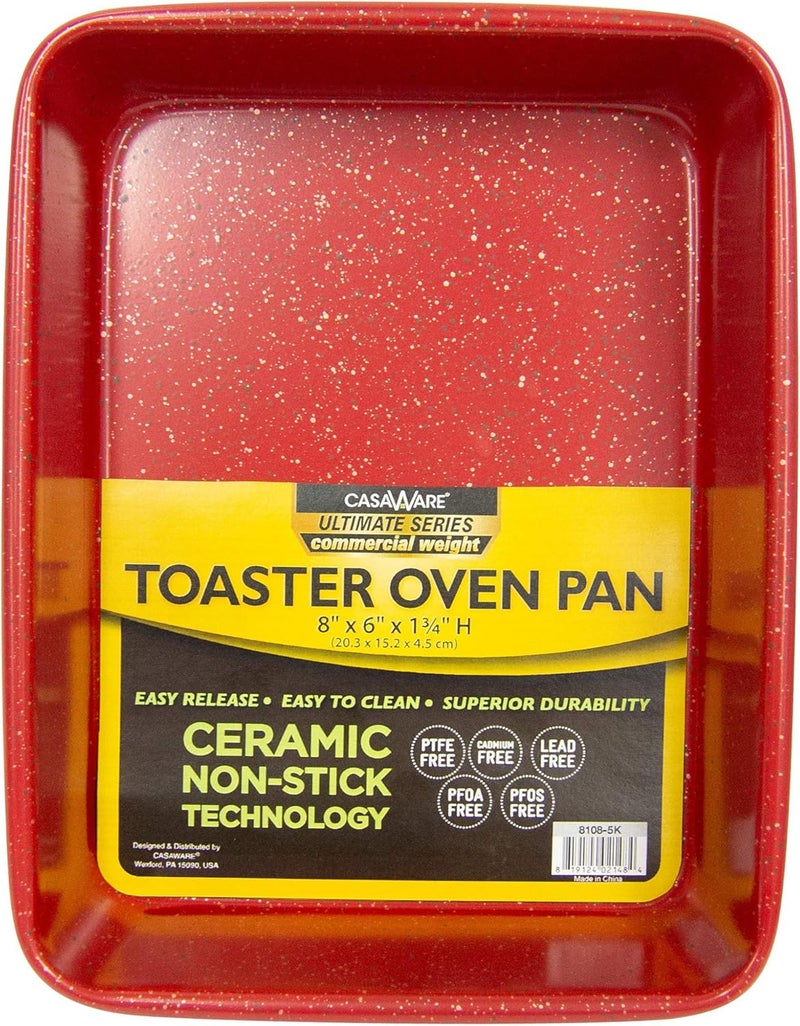 casaWare casaWare 8 x 6 x 175Inch Toaster Oven Ultimate Series Commercial Weight Ceramic NonStick Coating Pan Red Granite  - Image 1
