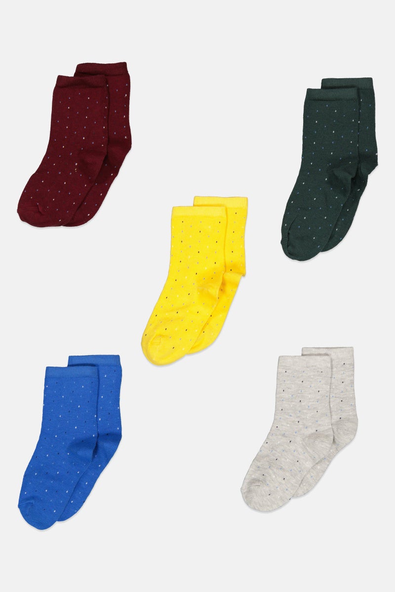 RBX Kids Boy 5 Pair Textured Sports Socks, Multicolor  - Image 1