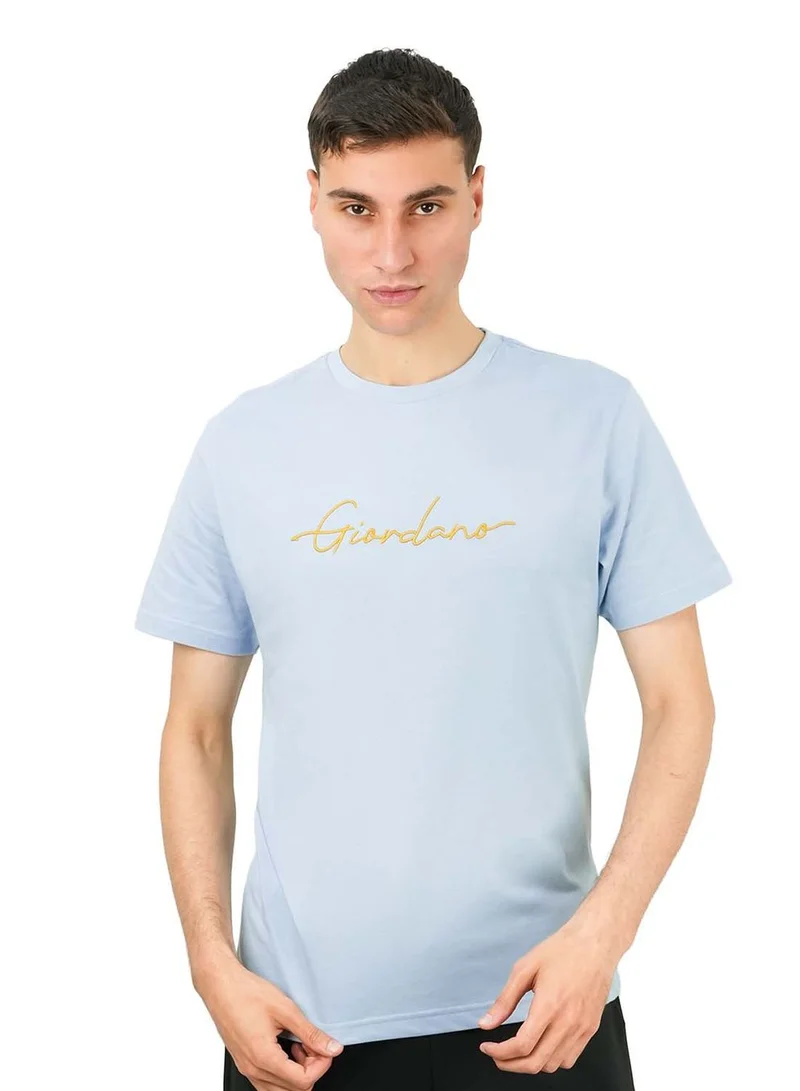 Men's Cotton Crewneck Tee with Signature Print