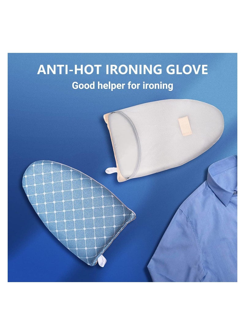 Garment Steamer Ironing Glove,Waterproof Anti Steam Mitt with Finger Loop,Complete Care Protective Garment Steaming Mitt,Heat Resistant Gloves for Clothes Steamers(Large)(Blue)
