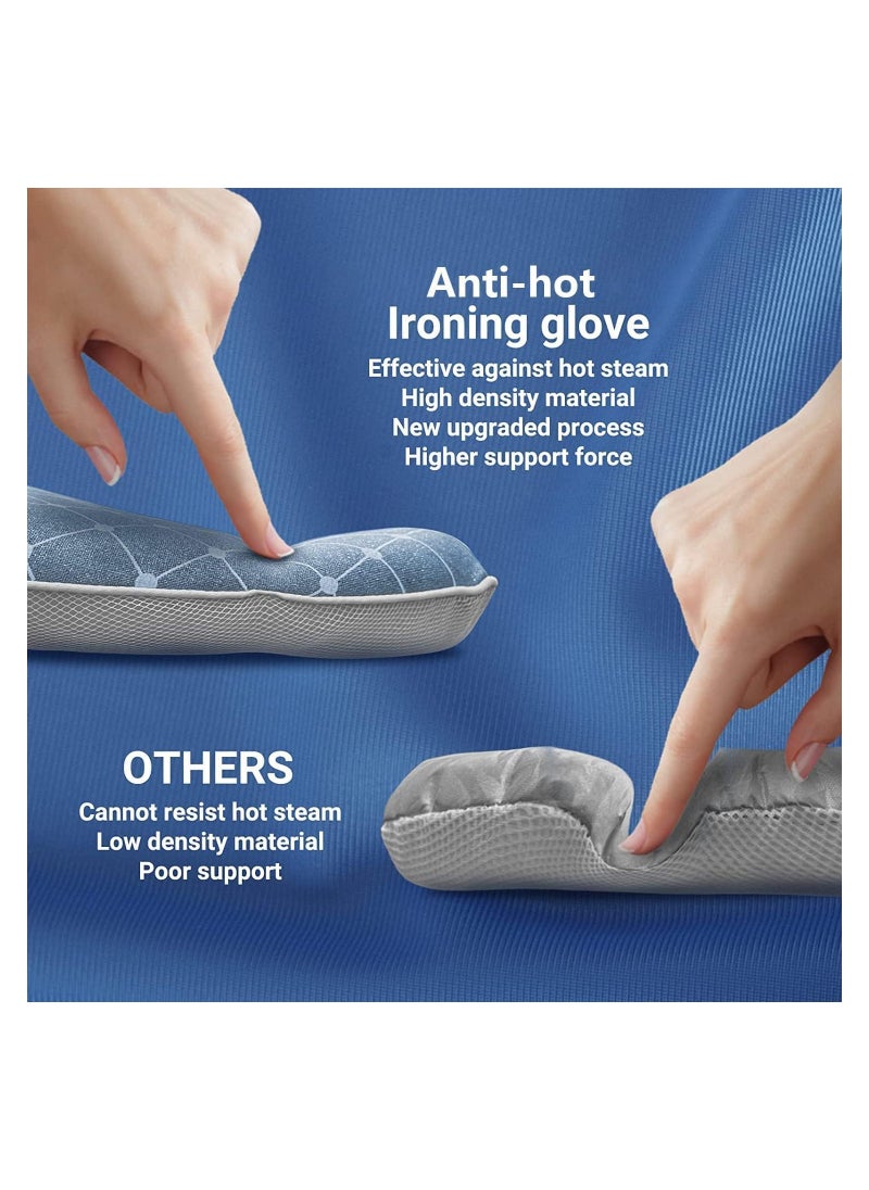 Garment Steamer Ironing Glove,Waterproof Anti Steam Mitt with Finger Loop,Complete Care Protective Garment Steaming Mitt,Heat Resistant Gloves for Clothes Steamers(Large)(Blue)