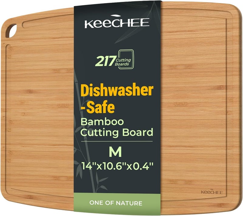 keechee Dishwasher Safe Bamboo Cutting Board, Lightweight & Durable Wood Cutting Board, Reversible with Juice Groove, Easy to Store & Clean, Ideal Kitchen Gift for Home Cooks - Image 1