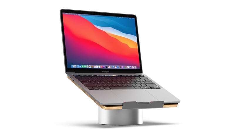 HumanCentric Laptop Riser for Desk in Maple Wood Top and Space Gray Aluminum Base Compatible with MacBook and Other Laptops Up to 16 Inches Ergonomic Computer Holder 25Degree Angle Tilt - Image 2