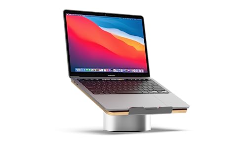 HumanCentric Laptop Riser for Desk in Maple Wood Top and Space Gray Aluminum Base Compatible with MacBook and Other Laptops Up to 16 Inches Ergonomic Computer Holder 25Degree Angle Tilt - Image 1