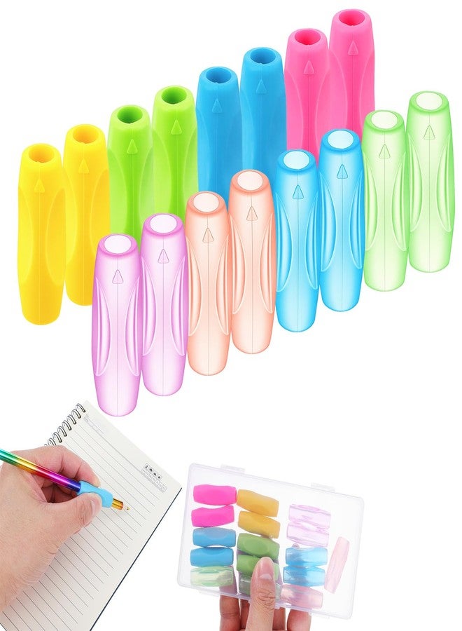 Wanmu 16 Pcs Silicone Pen Grips Set, Soft Ergonomic Pencil Grippers, Flexible Pure Color Ambidextrous Writing Aid for Adults Handwriting Drawing Stylus (1.6inch) - Image 1