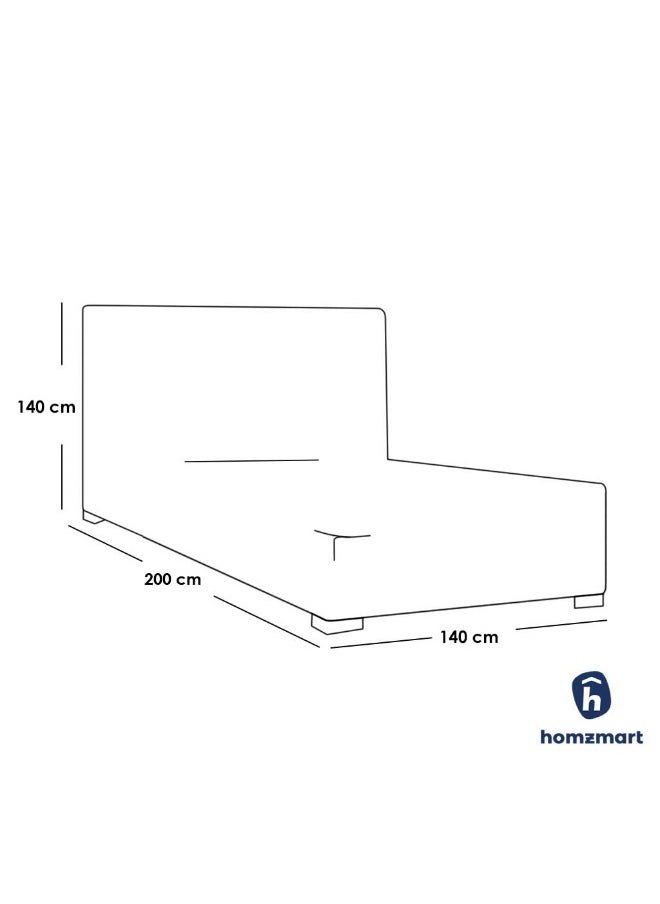 Homzmart White Wood and Velvet Queen Bed 200x140x140 cm - Grey  - Image 2