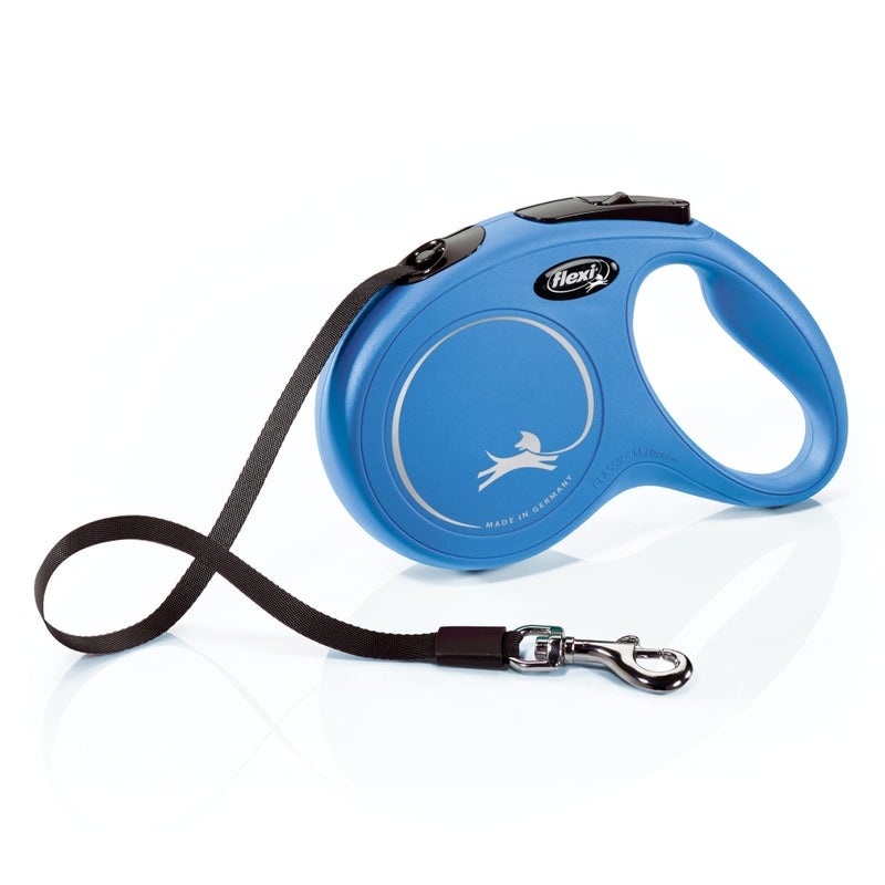 FLEXI New Classic Tape Retractable Dog Leash for Medium Dogs Upto 55 lbs. â€“ 16 ft., Blue | Tangle Free Pet Walking Leash with One-Handed Brake, Pause, Lock|German Quality Product - Image 1
