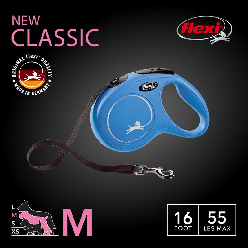 FLEXI New Classic Tape Retractable Dog Leash for Medium Dogs Upto 55 lbs. â€“ 16 ft., Blue | Tangle Free Pet Walking Leash with One-Handed Brake, Pause, Lock|German Quality Product - Image 2