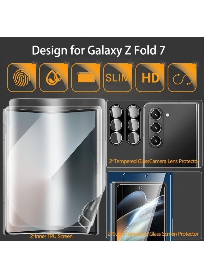 Raxoom [6 in 1] Galaxy Z Fold 7 Screen Protector Set â€“ 2 Inside Soft TPU Films, 2 Tempered Glass Front Protectors & 2 Camera Lens Guards â€“ Case Friendly, Anti-Scratch, No Crease, Bubble-Free Installation - Image 2