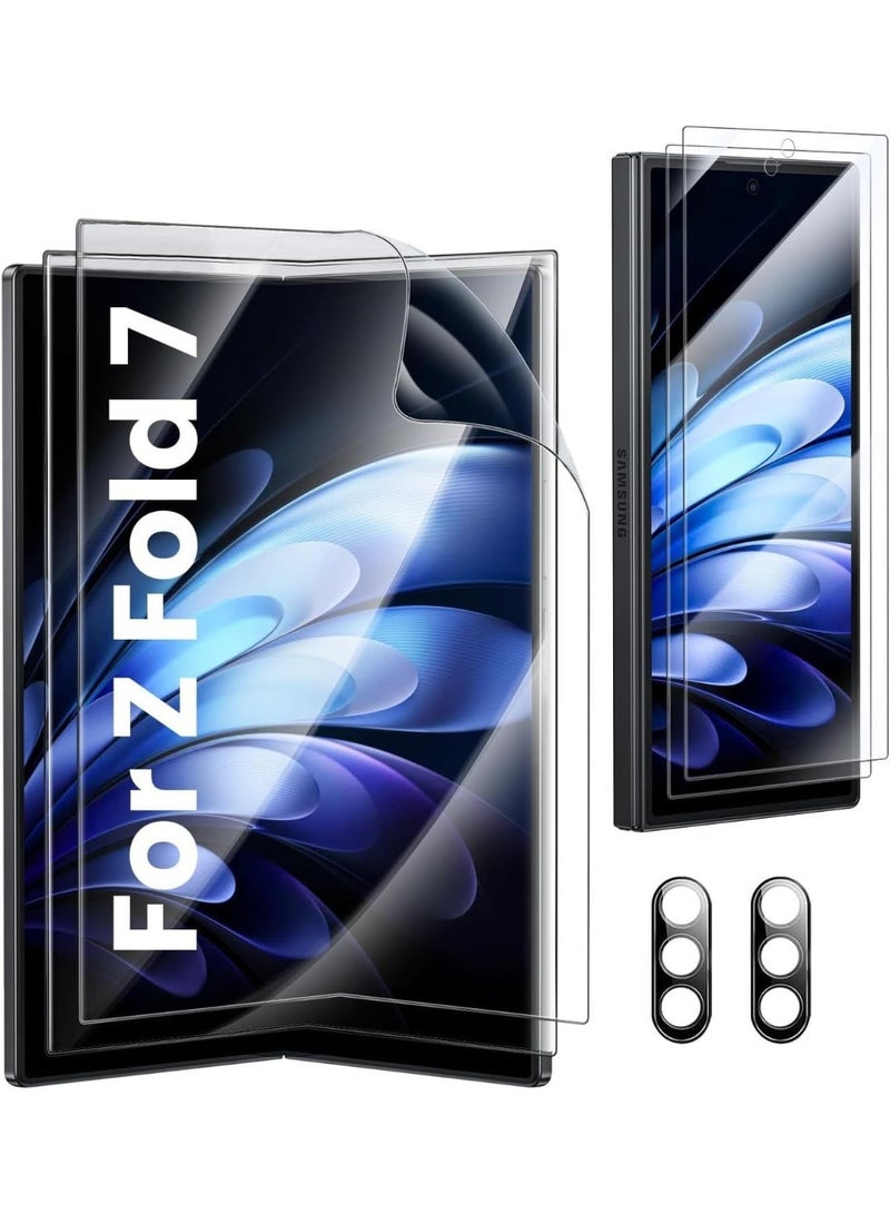 Raxoom [6 in 1] Galaxy Z Fold 7 Screen Protector Set â€“ 2 Inside Soft TPU Films, 2 Tempered Glass Front Protectors & 2 Camera Lens Guards â€“ Case Friendly, Anti-Scratch, No Crease, Bubble-Free Installation - Image 1