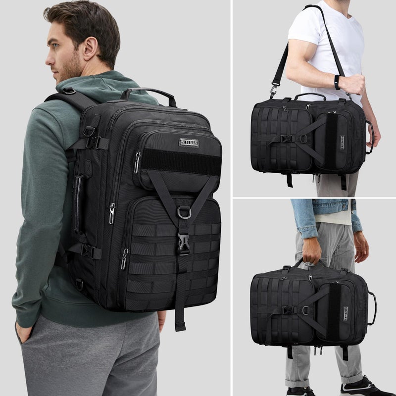 WITZMAN Carry On Travel Backpack for Men Large Convertible 45L Fit 17 Inch Laptop Backpack 3 in 1 Bag for Airline Approved(B688 Black) - Image 2
