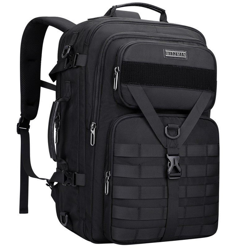 WITZMAN Carry On Travel Backpack for Men Large Convertible 45L Fit 17 Inch Laptop Backpack 3 in 1 Bag for Airline Approved(B688 Black) - Image 1