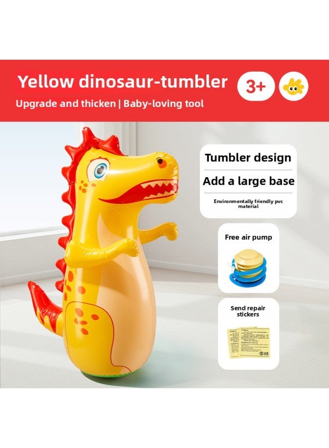 Inflatable Tumbler Toy Baby Baby Indoor Early Education Educational Children Boxing Sandbag Dinosaur Large Bite-Color:Yellow Dinosaur [upgraded And Thickened] Free Air Pump + Repair Subsidy - Image 1