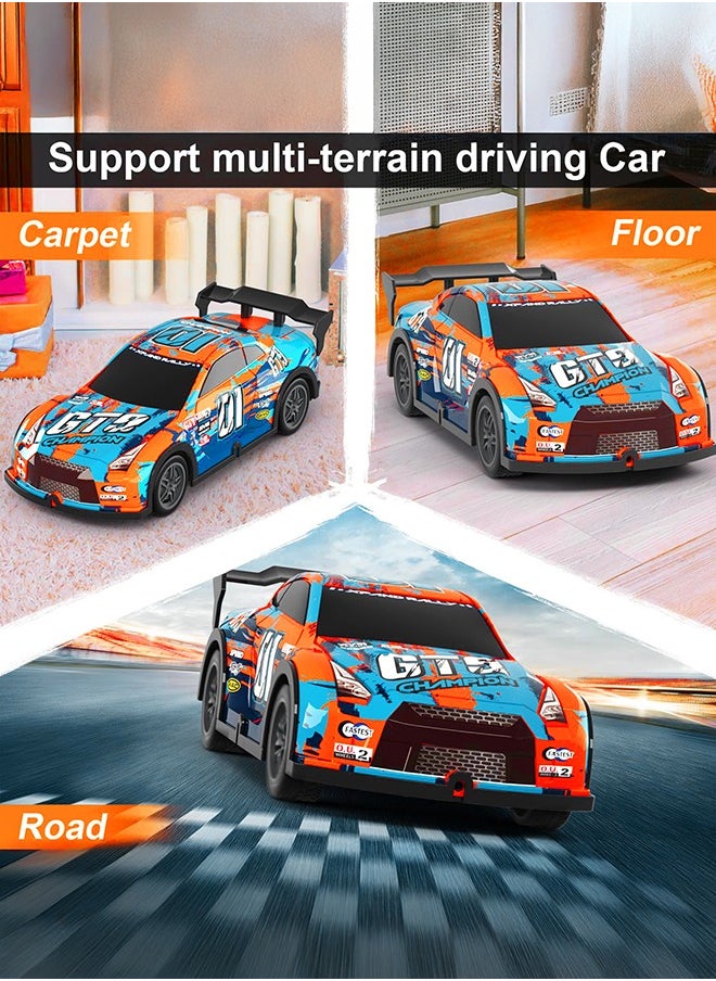 gearbox Luminous Remote Control Car, Light Up RC Car Toys, 2.4GHz 1:22 Scale 15KM/H Off-Road with Cool LED Lights Racing Rechargeable Toy Car for Christmas Birthday Kids Boys for 6-7 8-12 Year Old- Blue  - Image 4
