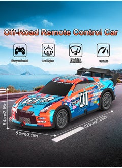 gearbox Luminous Remote Control Car, Light Up RC Car Toys, 2.4GHz 1:22 Scale 15KM/H Off-Road with Cool LED Lights Racing Rechargeable Toy Car for Christmas Birthday Kids Boys for 6-7 8-12 Year Old- Blue  - Image 3