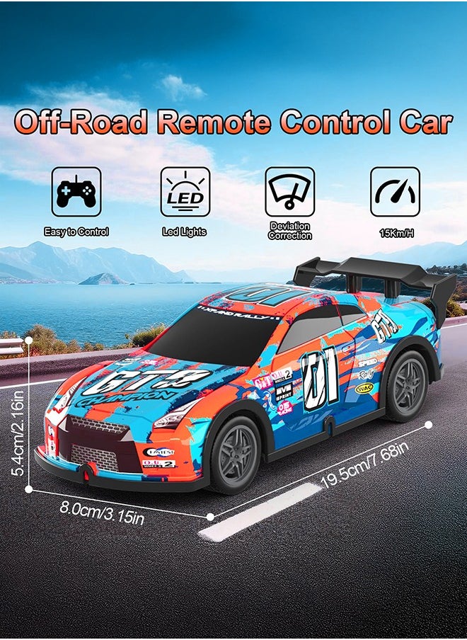 gearbox Luminous Remote Control Car, Light Up RC Car Toys, 2.4GHz 1:22 Scale 15KM/H Off-Road with Cool LED Lights Racing Rechargeable Toy Car for Christmas Birthday Kids Boys for 6-7 8-12 Year Old- Blue  - Image 3