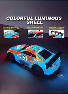 gearbox Luminous Remote Control Car, Light Up RC Car Toys, 2.4GHz 1:22 Scale 15KM/H Off-Road with Cool LED Lights Racing Rechargeable Toy Car for Christmas Birthday Kids Boys for 6-7 8-12 Year Old- Blue  - Image 5