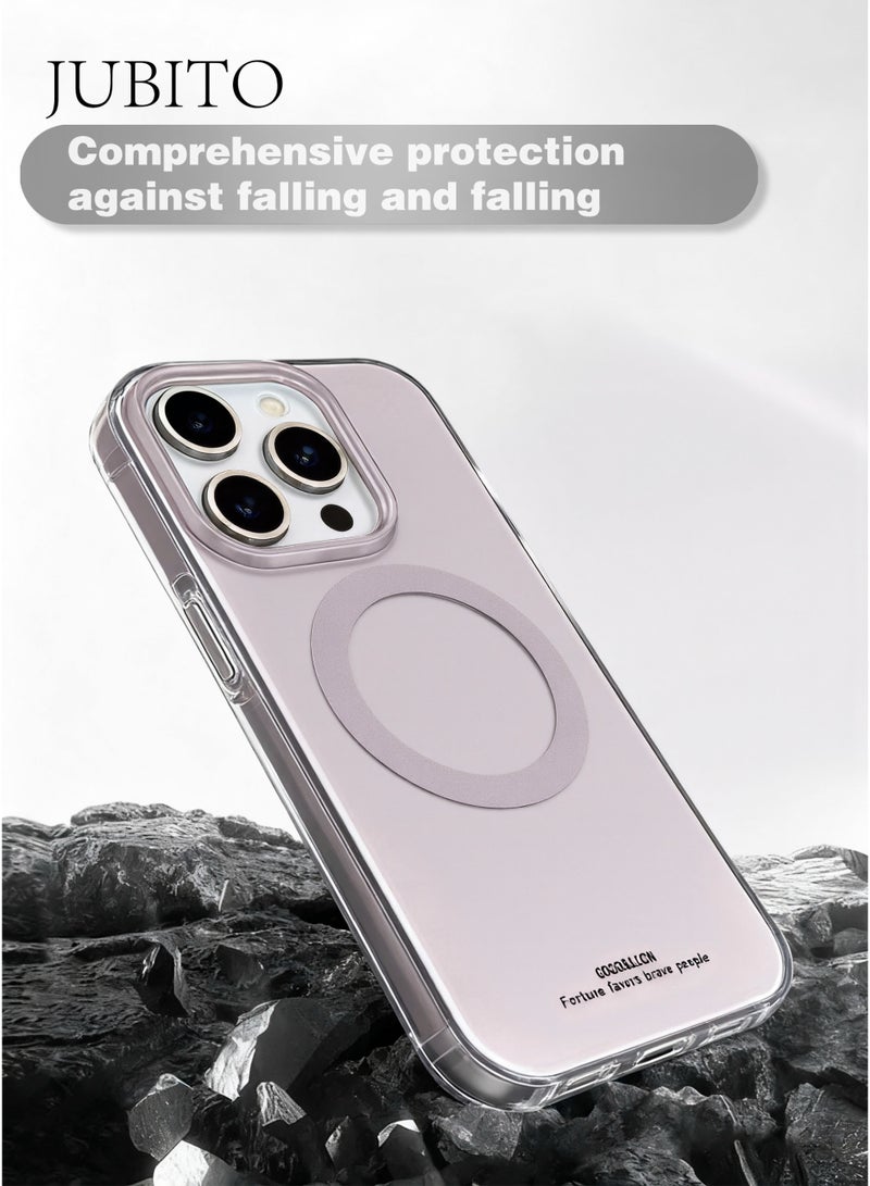 JUBITO Phone case, protective case for iPhone 16 Pro Max, a set of simple TPU material protective case and gray-purple cute elephant magnetic bracket, suitable for girls and women - Image 3