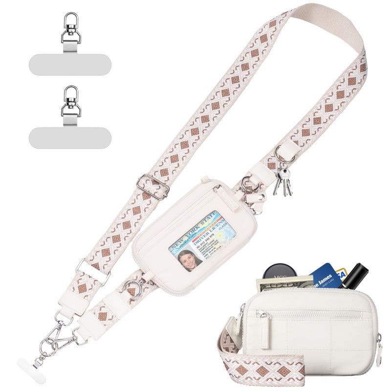 Tiostep Clip and Go Strap for Phone with Wallet Crossbody Phone Lanyard with Anti-Theft Zipper Pouch Detachable Quilted Wrist Wallet with RFID and ID Window for Daily Travel. - Image 1