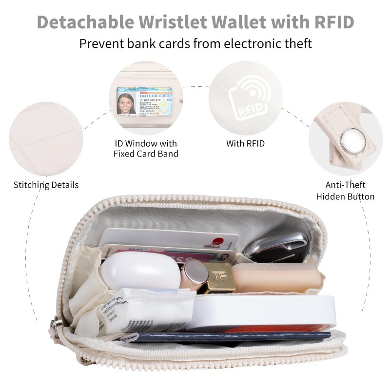 Tiostep Clip and Go Strap for Phone with Wallet Crossbody Phone Lanyard with Anti-Theft Zipper Pouch Detachable Quilted Wrist Wallet with RFID and ID Window for Daily Travel. - Image 4